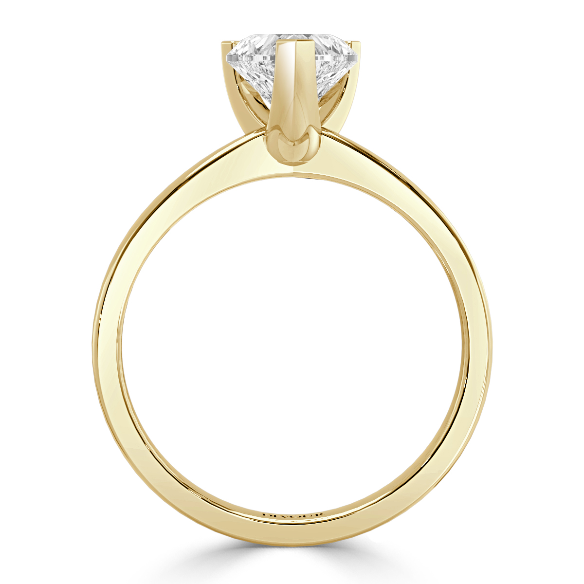 Tapered Band Heart  Solitaire Ring