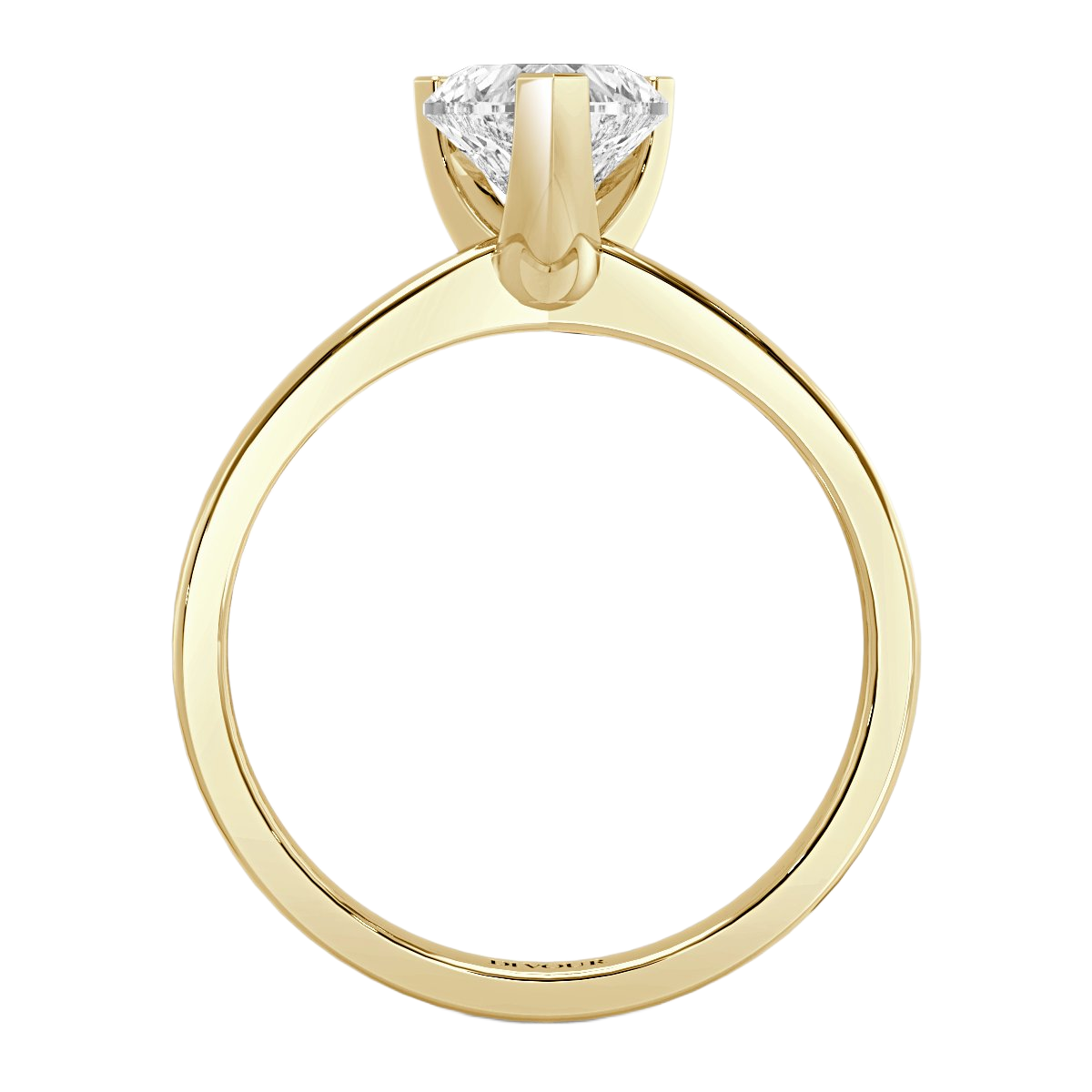 Tapered Band Heart  Solitaire Ring