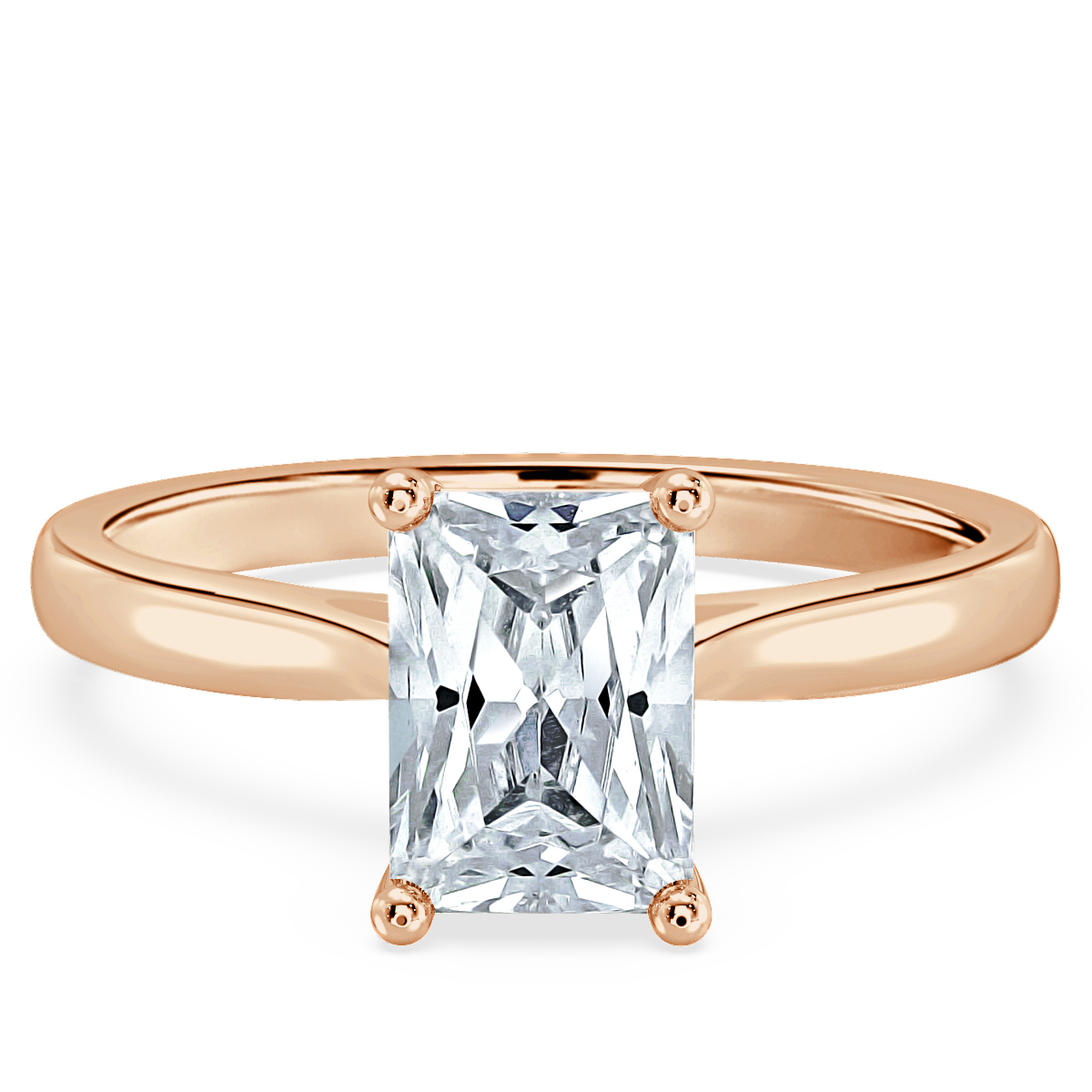 Tapered Band Radiant  Solitaire Engagement Ring