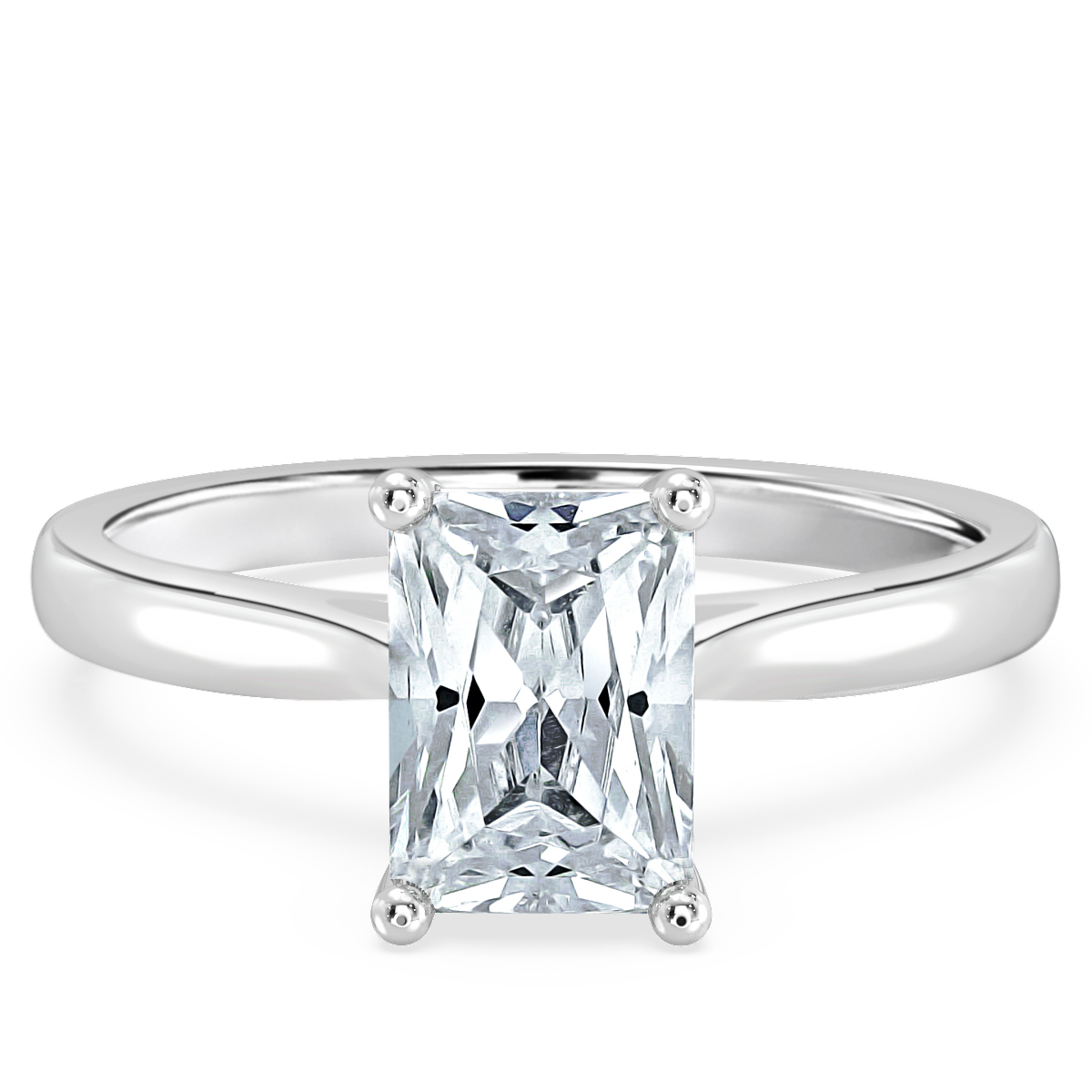 Tapered Band Radiant  Solitaire Engagement Ring