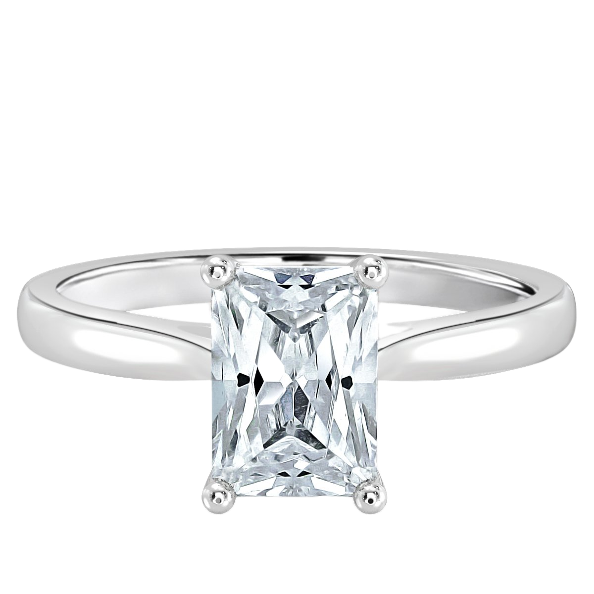Tapered Band Radiant  Solitaire Engagement Ring
