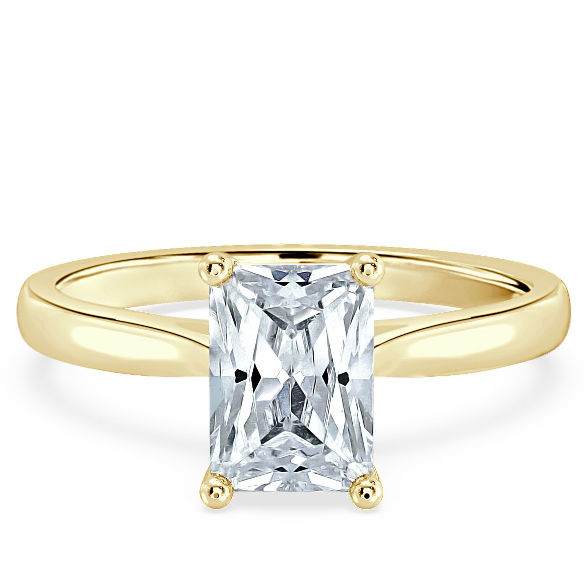 Tapered Band Radiant  Solitaire Engagement Ring