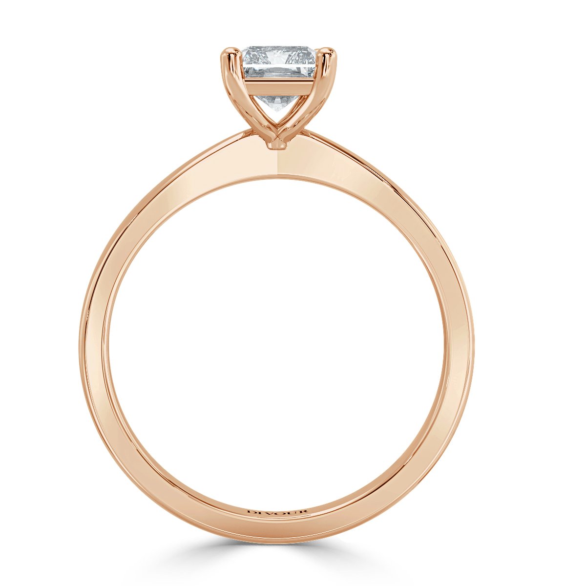 Tapered Band Radiant  Solitaire Engagement Ring