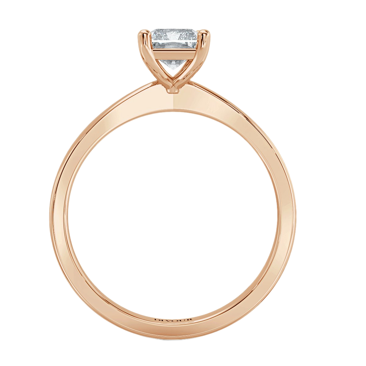 Tapered Band Radiant  Solitaire Engagement Ring