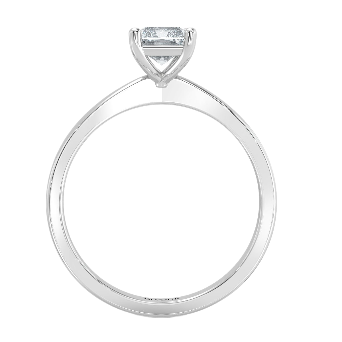 Tapered Band Radiant  Solitaire Engagement Ring