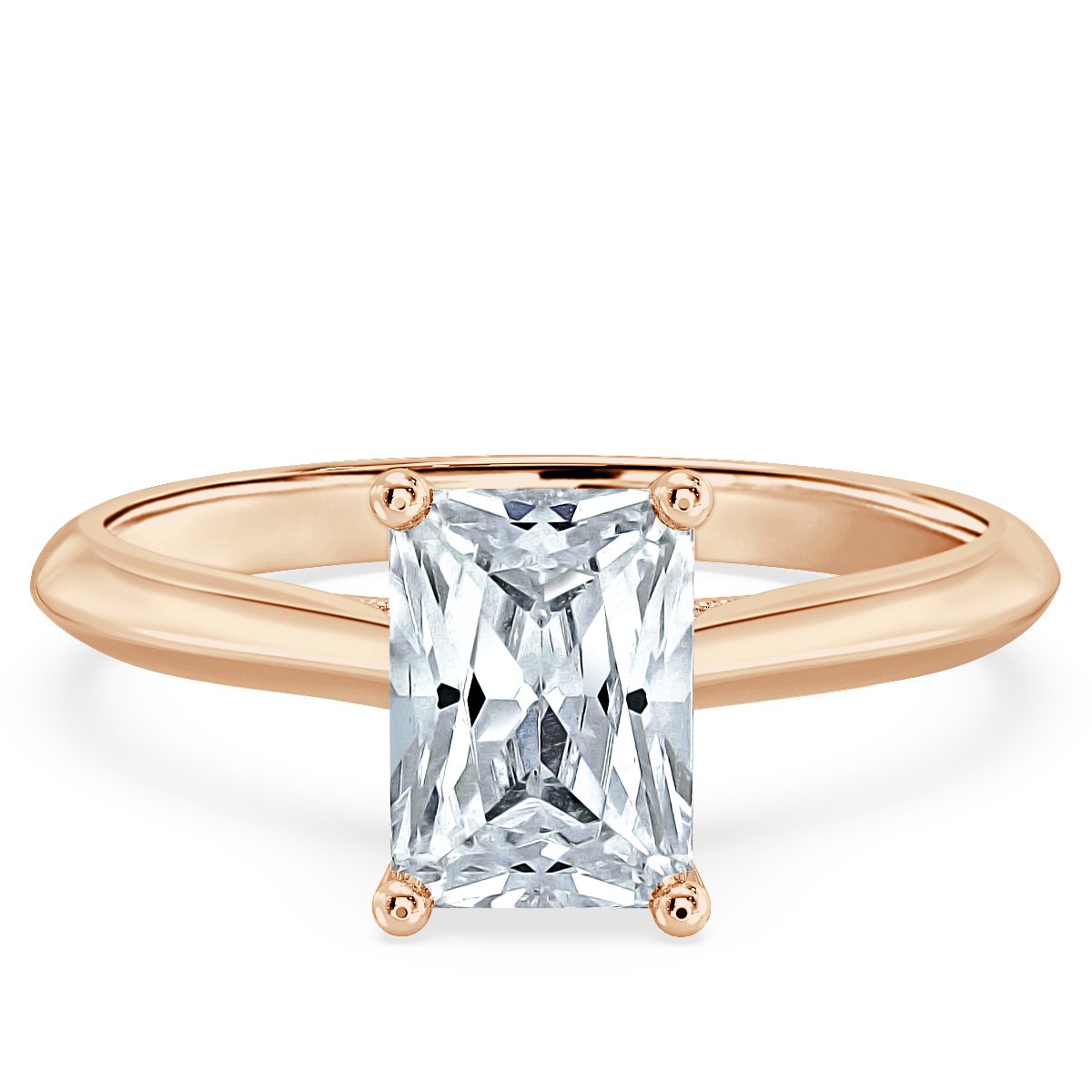 Radiant Diamond Bridge  Solitaire  Ring