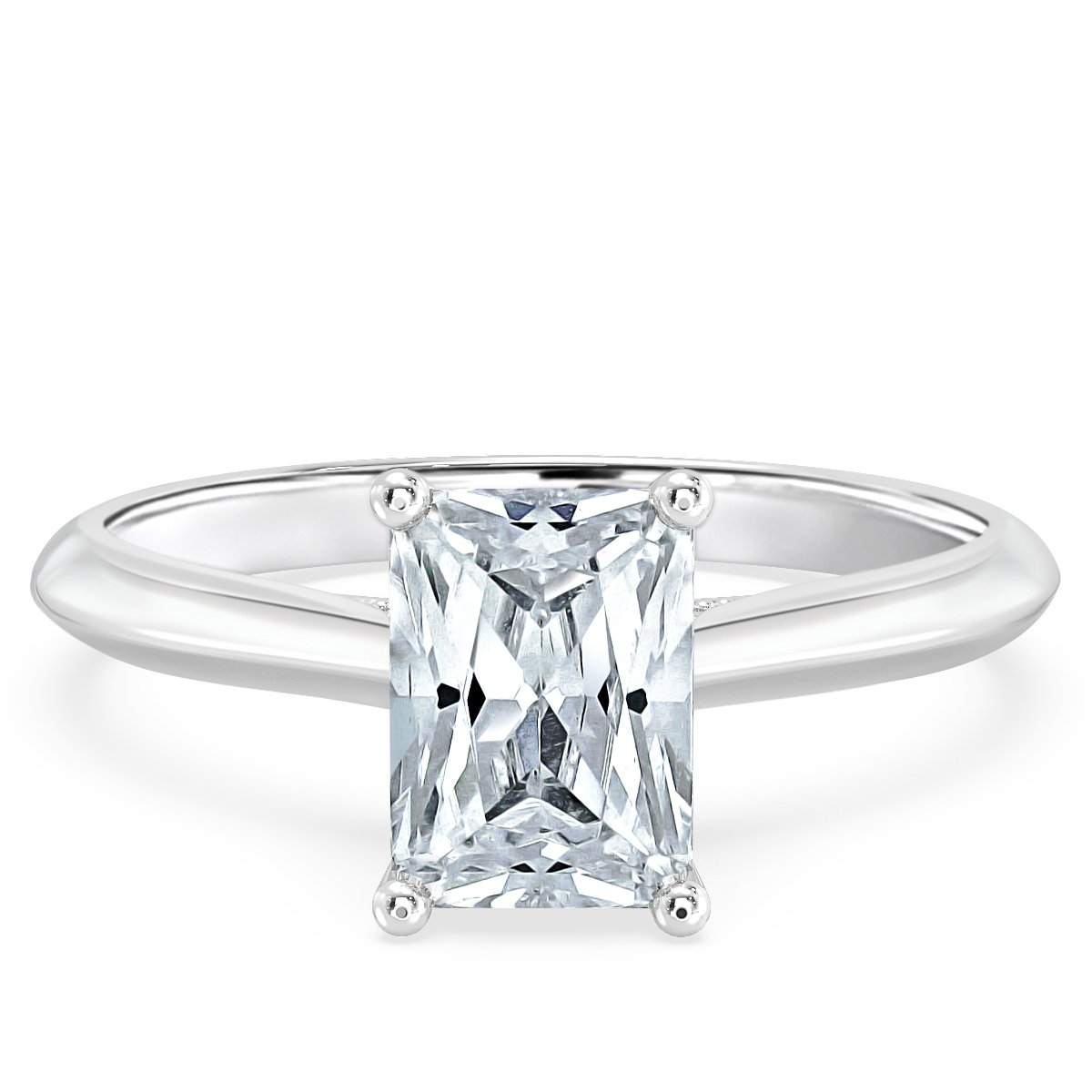 Radiant Diamond Bridge  Solitaire  Ring