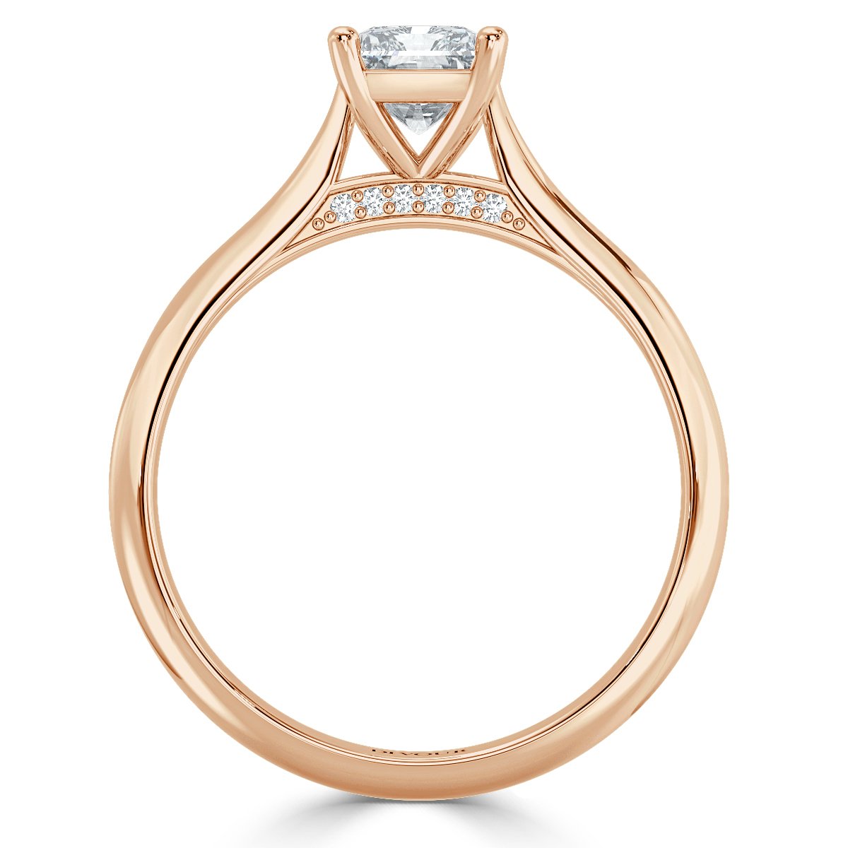 Radiant Diamond Bridge  Solitaire  Ring