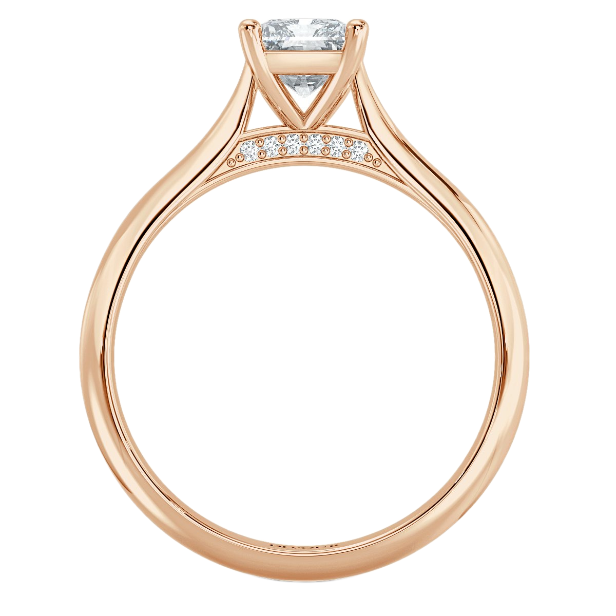 Radiant Diamond Bridge  Solitaire  Ring