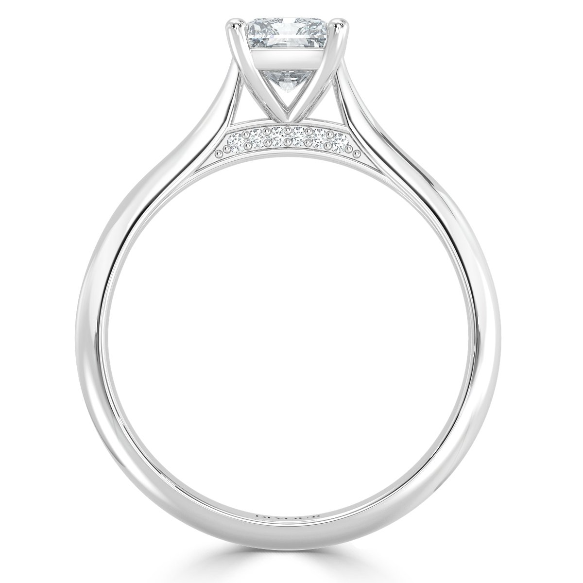 Radiant Diamond Bridge  Solitaire  Ring