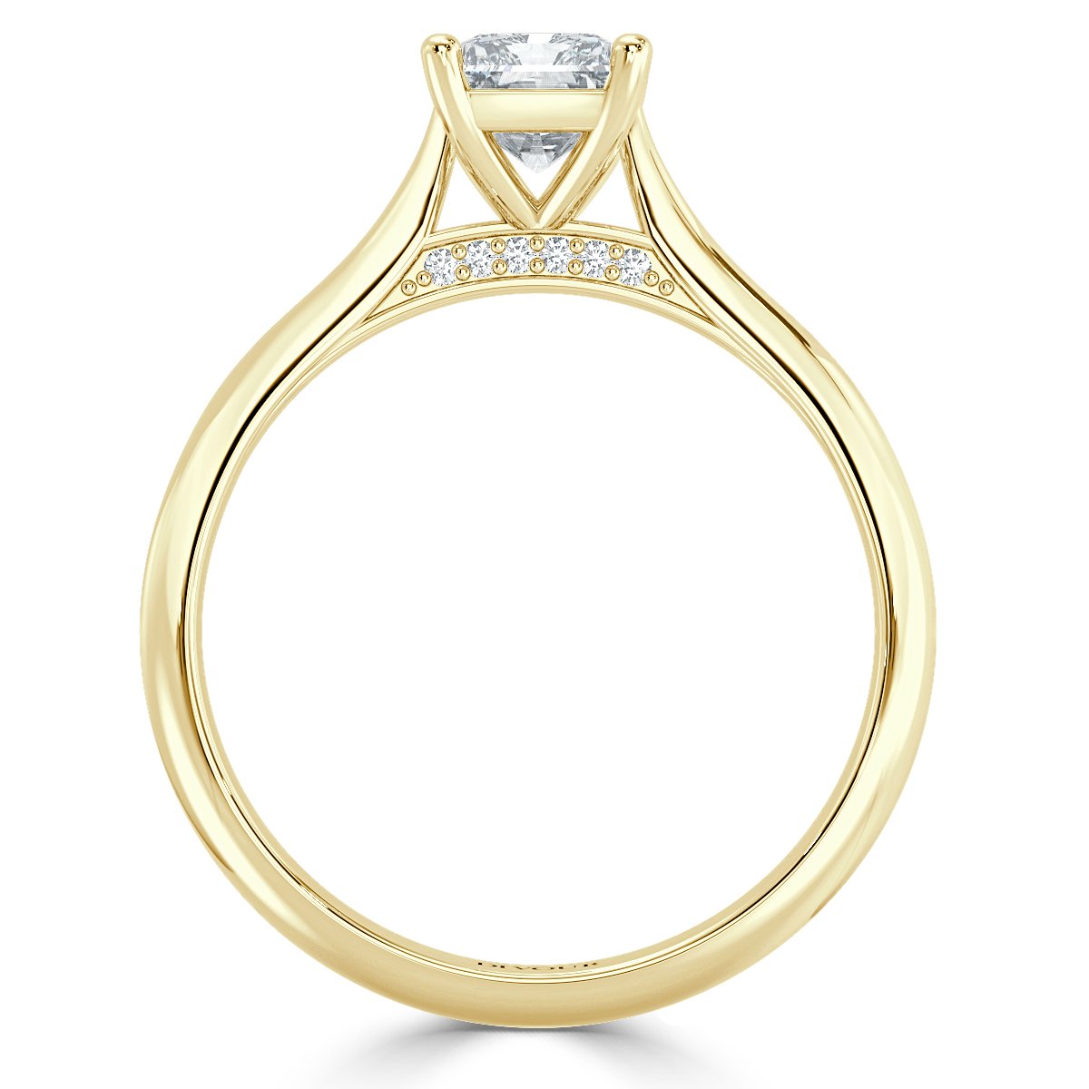 Radiant Diamond Bridge  Solitaire  Ring