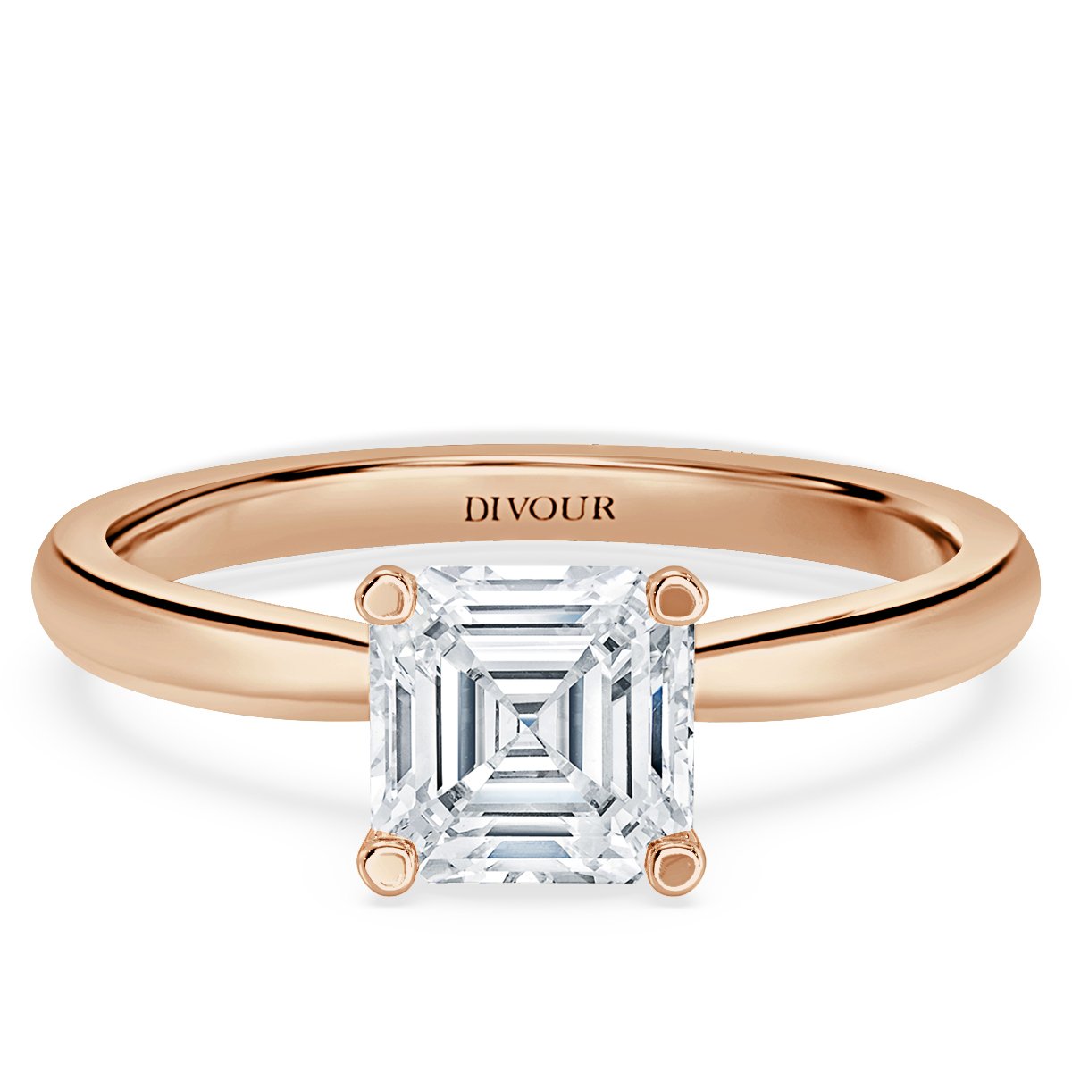 Tappered Band Asscher diamond Solitaire Ring