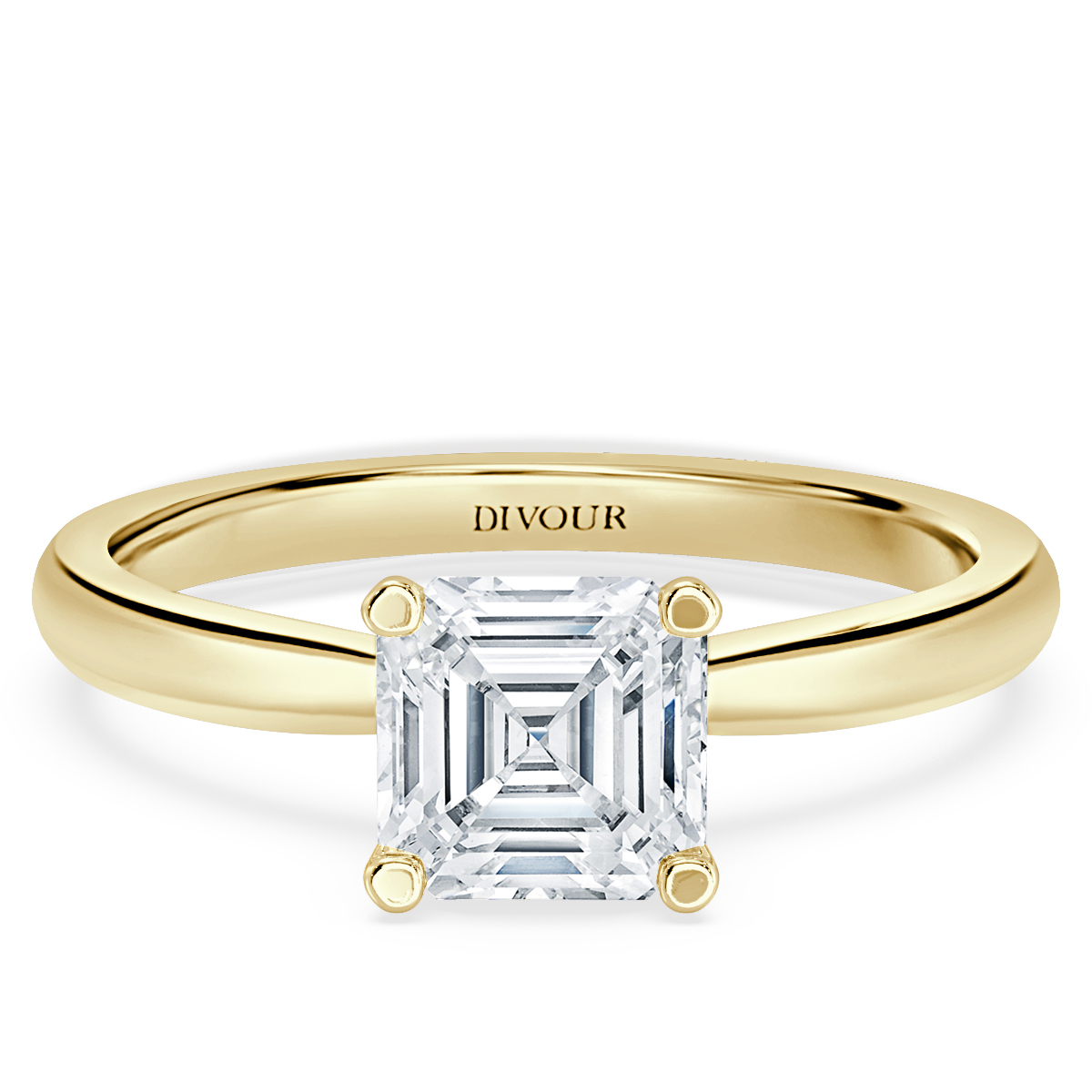 Tappered Band Asscher diamond Solitaire Ring