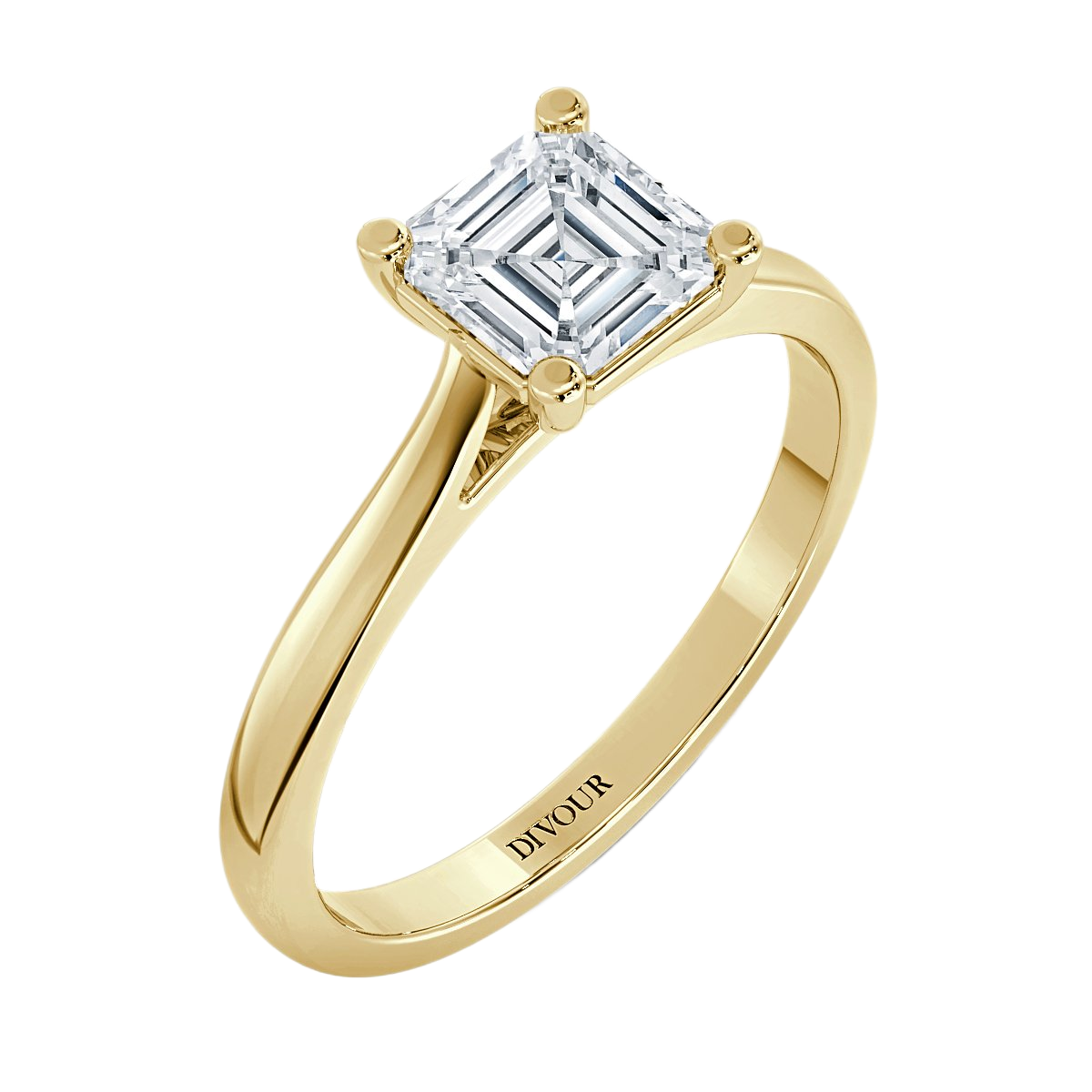 Classic Diamond Asscher Solitaire Ring