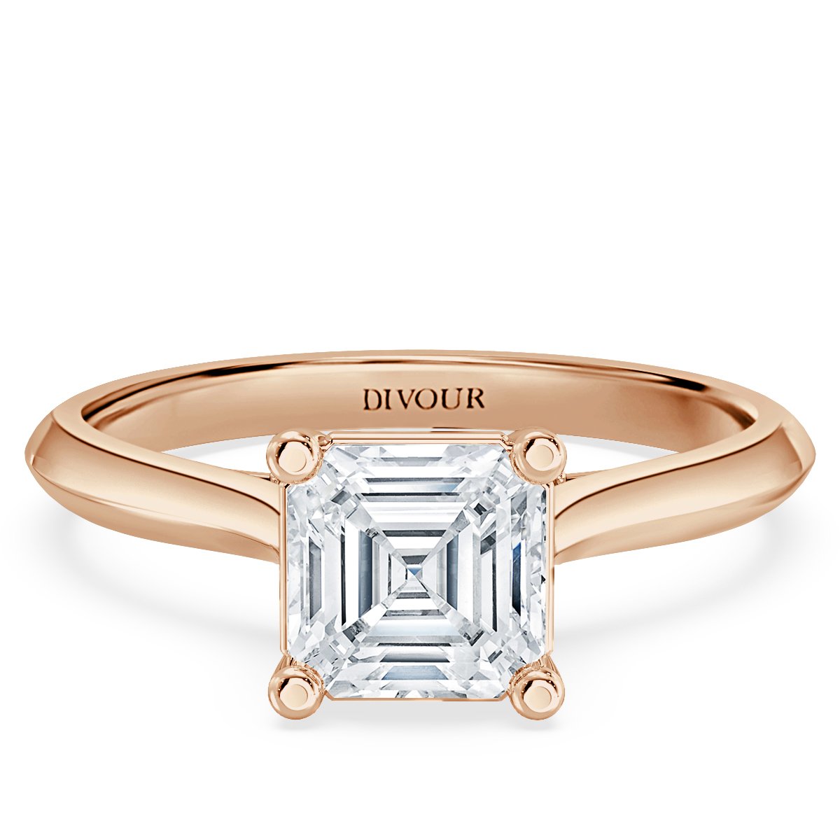 Asscher Diamond Bridge Solitaire  Ring