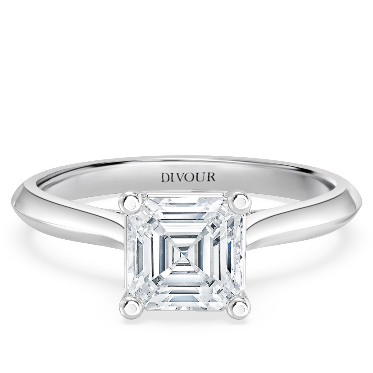 Asscher Diamond Bridge Solitaire  Ring