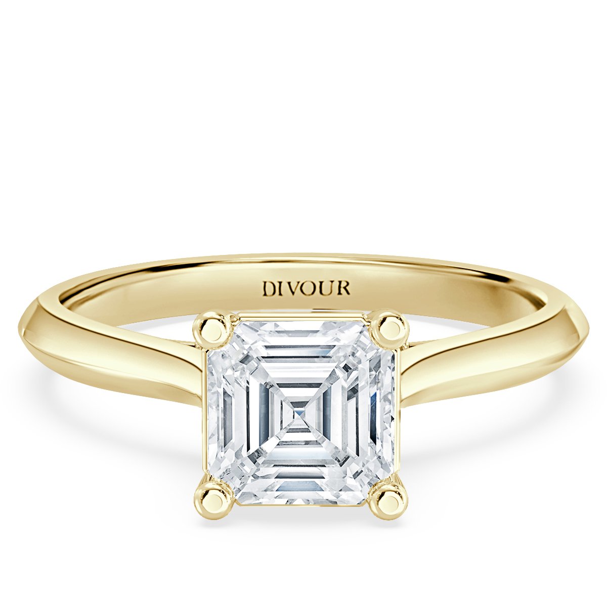 Asscher Diamond Bridge Solitaire  Ring