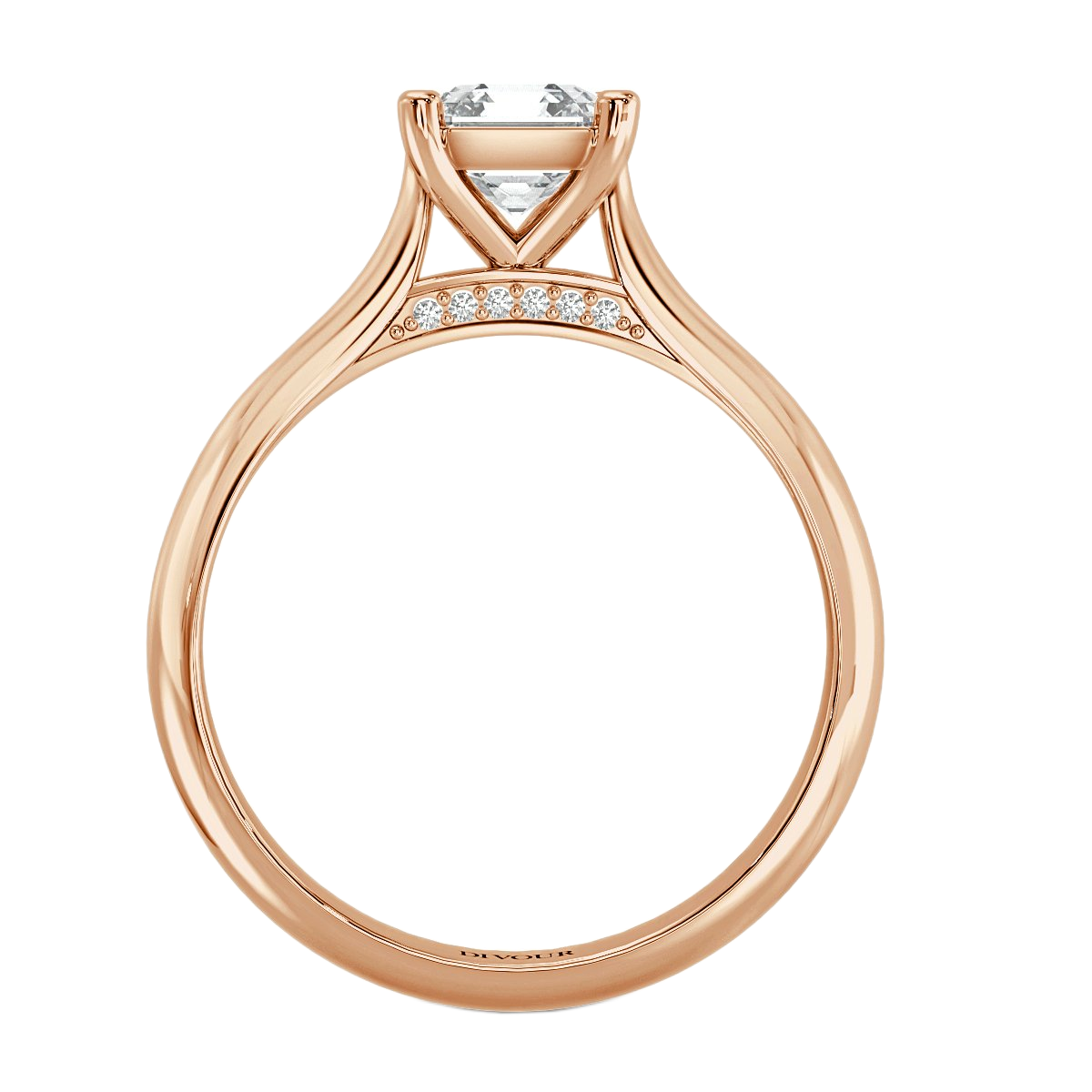 Asscher Diamond Bridge Solitaire  Ring