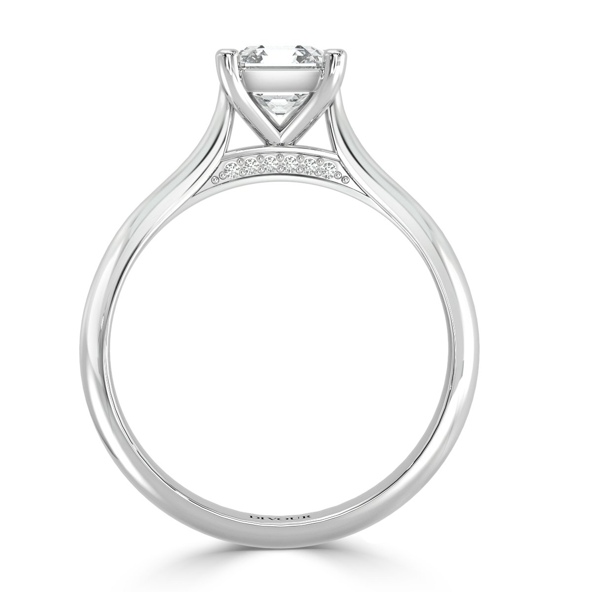 Asscher Diamond Bridge Solitaire  Ring