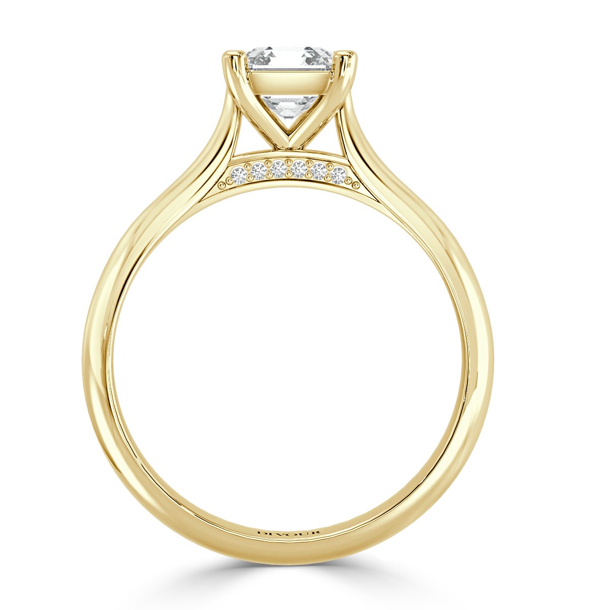 Asscher Diamond Bridge Solitaire  Ring