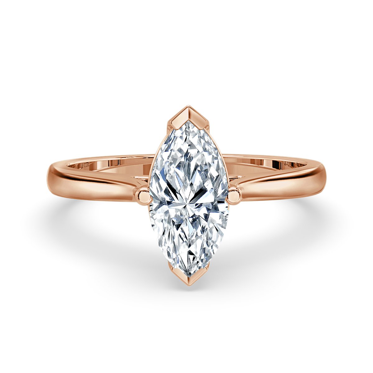 Taper Band Marquise  Diamond Solitaire Ring