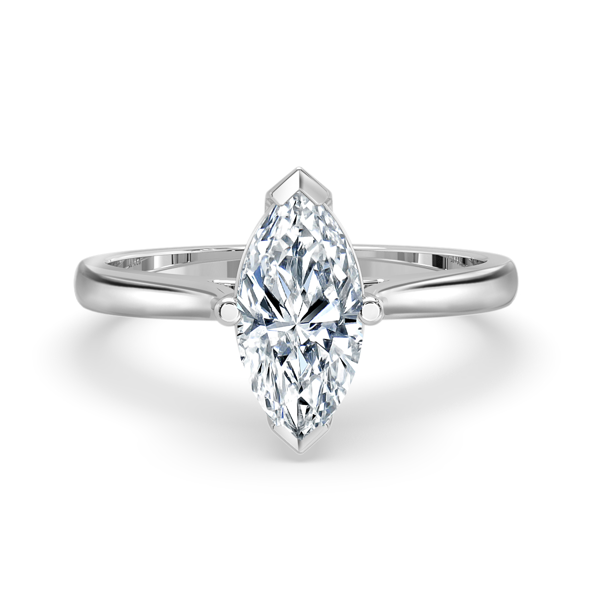 Taper Band Marquise  Diamond Solitaire Ring