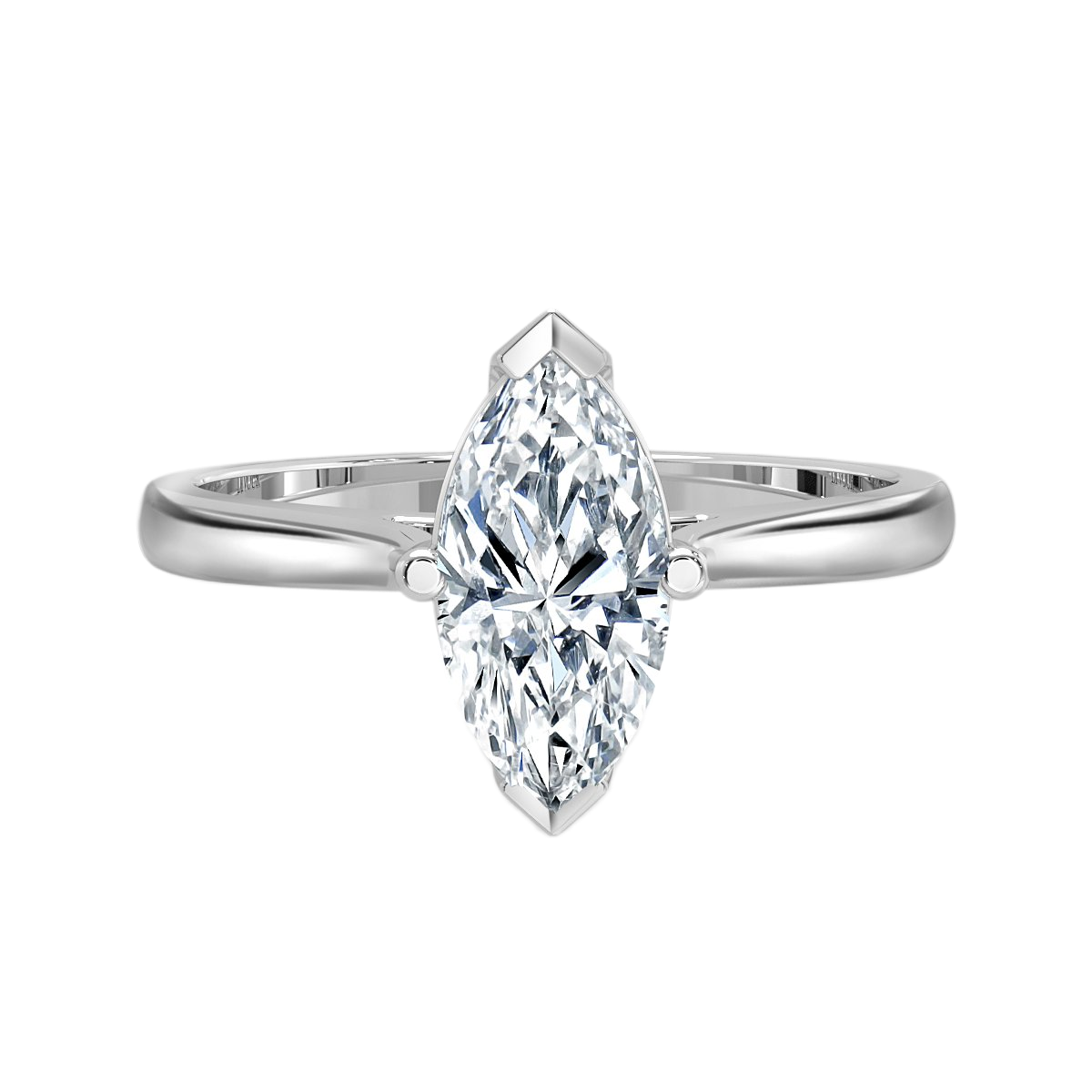 Taper Band Marquise  Diamond Solitaire Ring