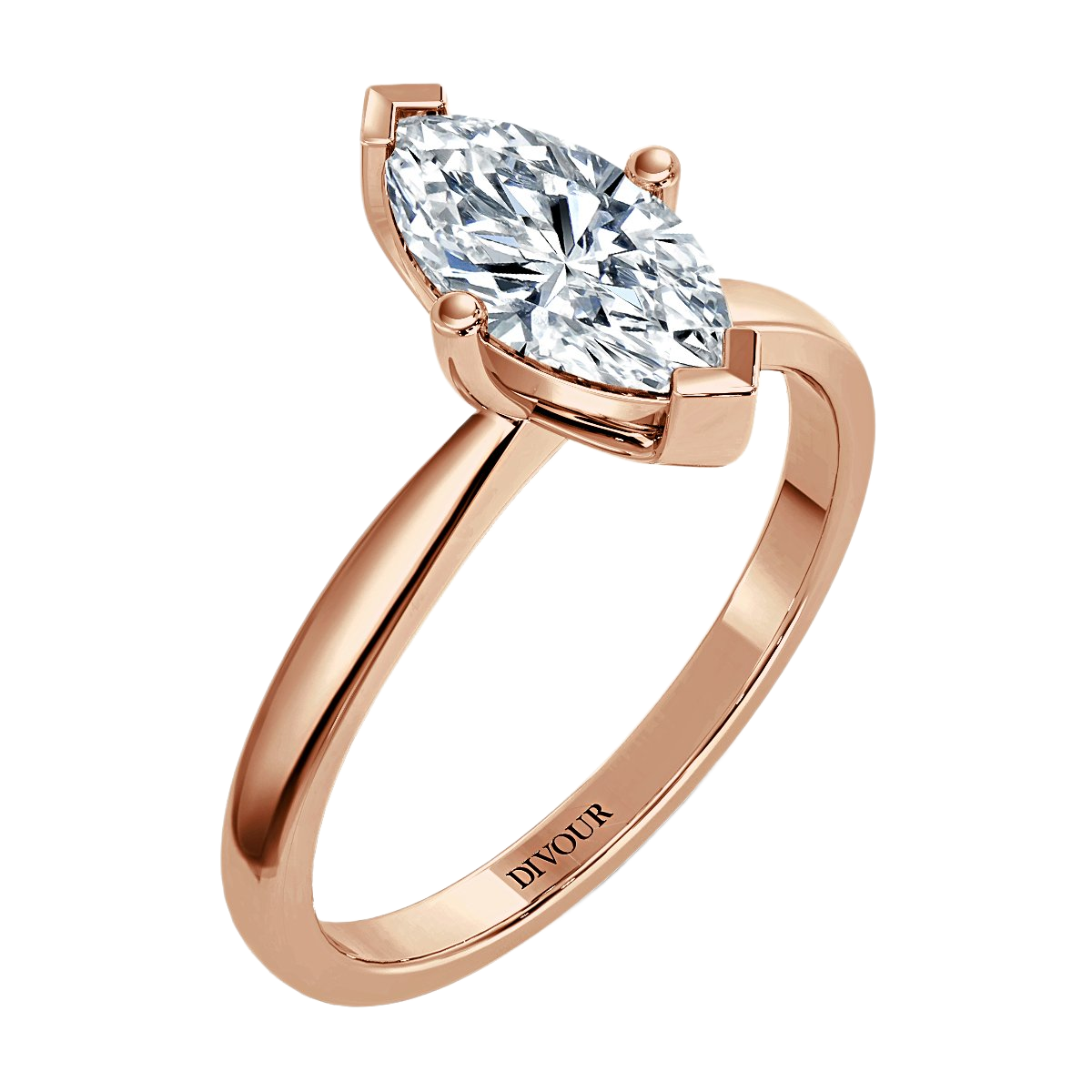 Taper Band Marquise  Diamond Solitaire Ring