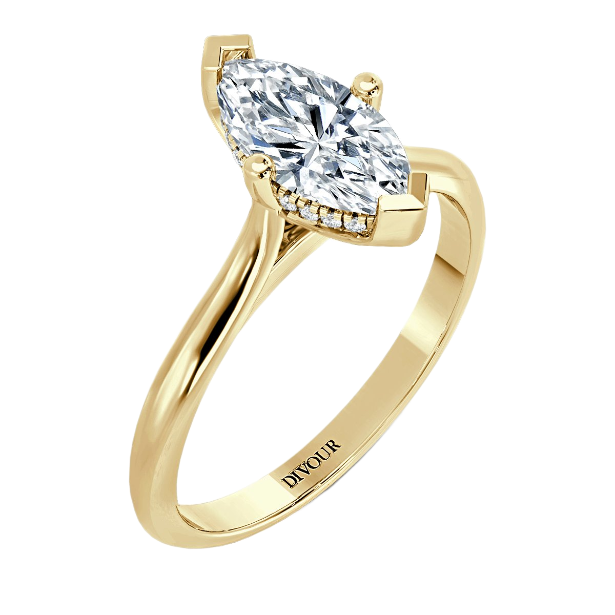 Marquise Diamond Castle Solitaire Ring