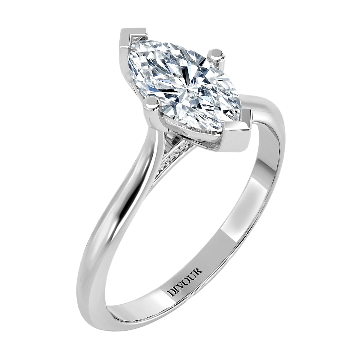 Marquise Diamond Bridge Solitaire Ring