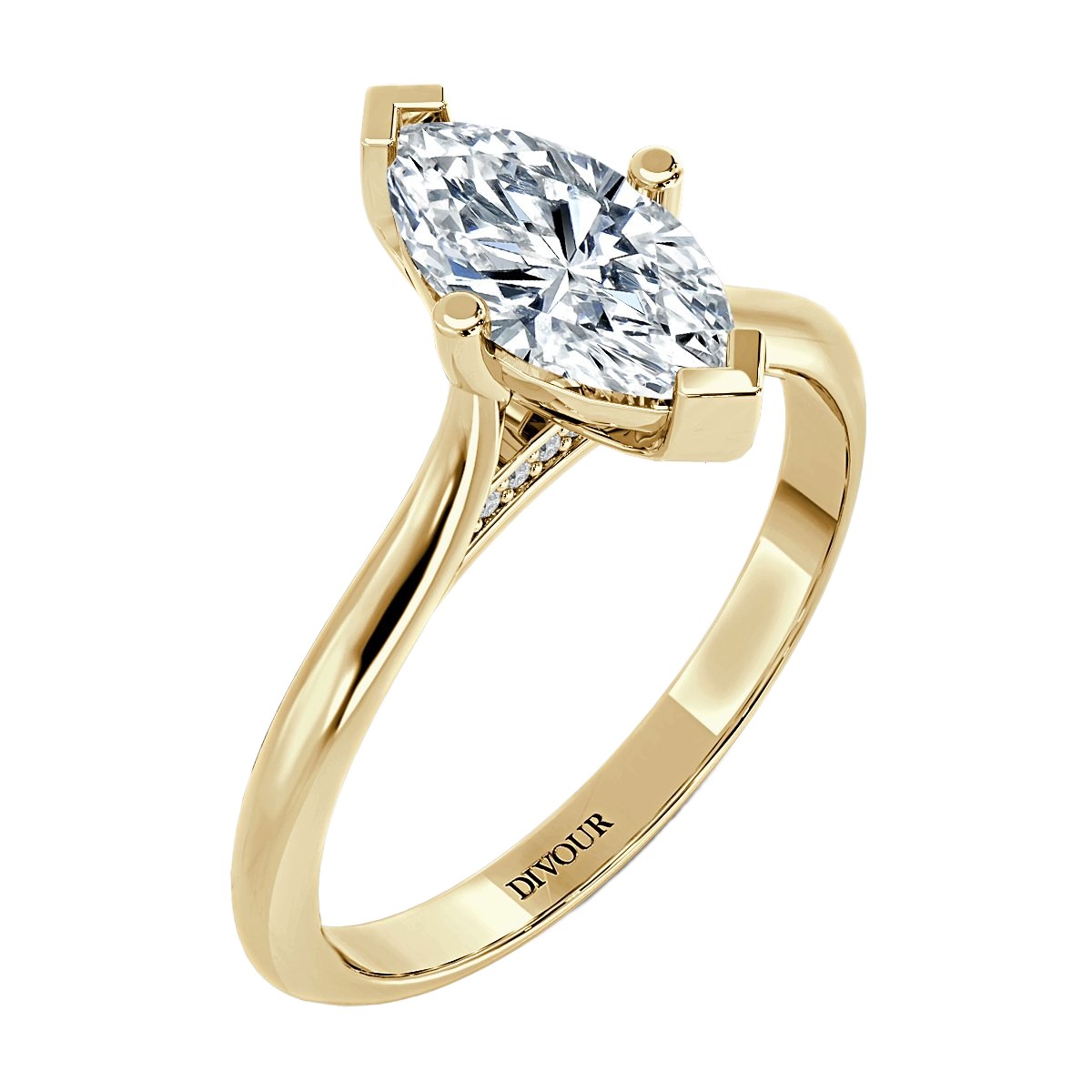 Marquise Diamond Bridge Solitaire Ring