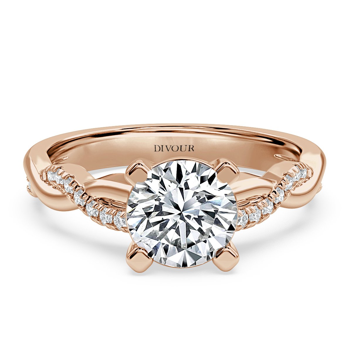 Twisted Round Diamond Engagement Ring