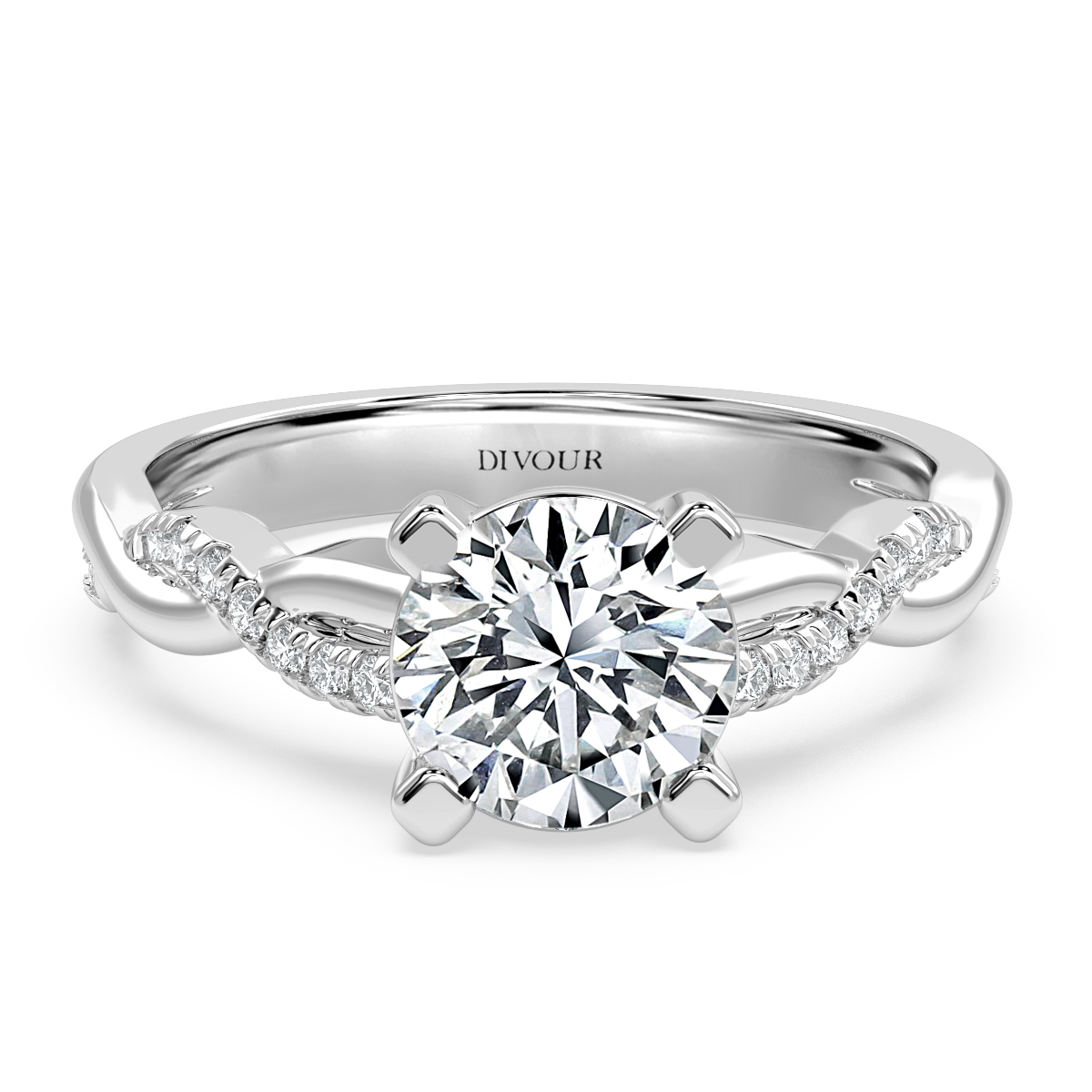 Twisted Round Diamond Engagement Ring