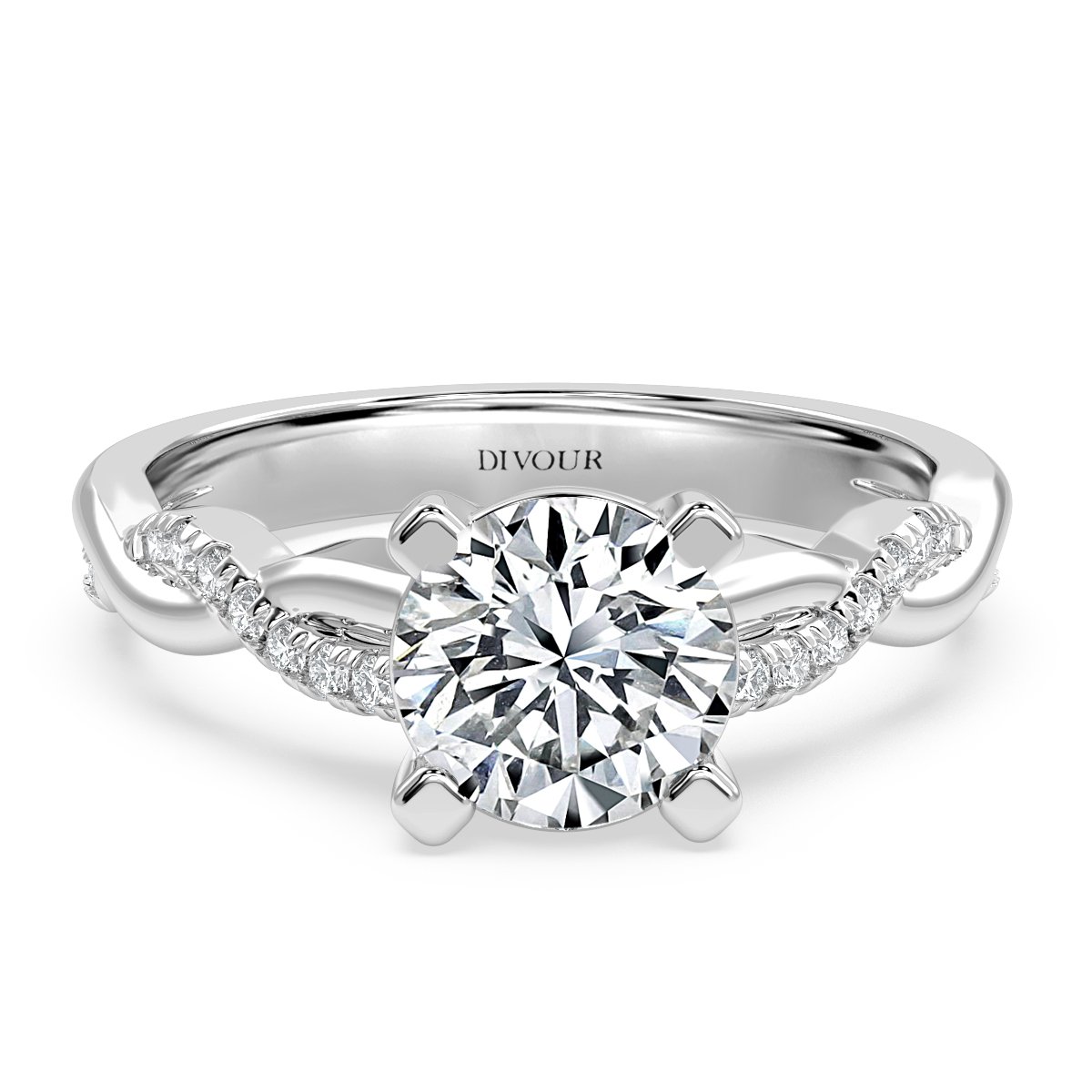 Twisted Round Diamond Engagement Ring