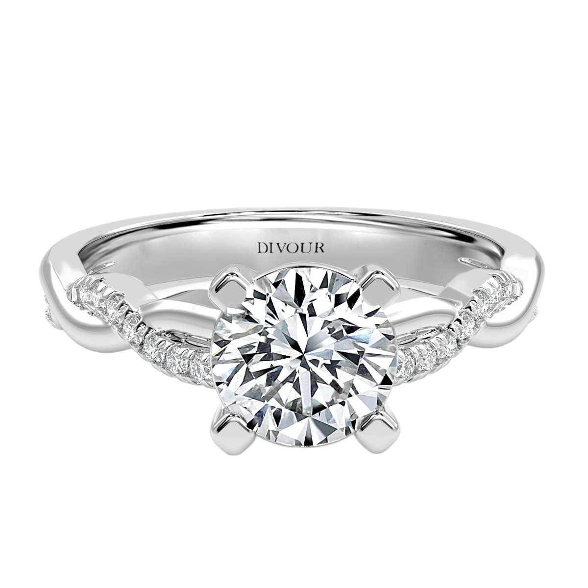 Twisted Round Diamond Engagement Ring