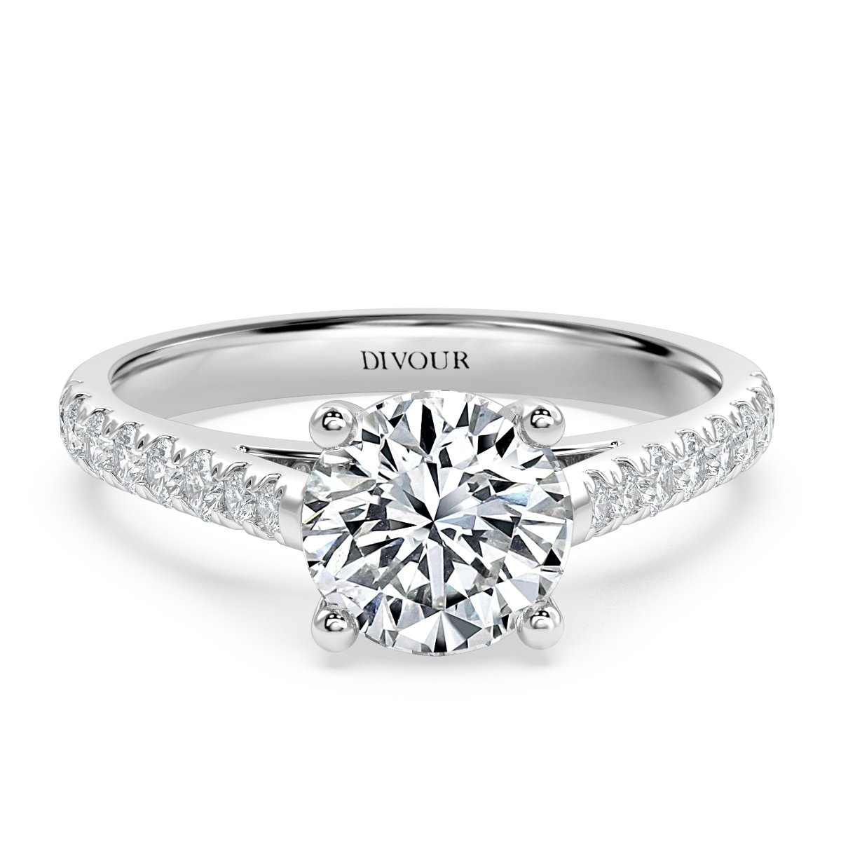 Micro Set Round Diamond Engagement Ring