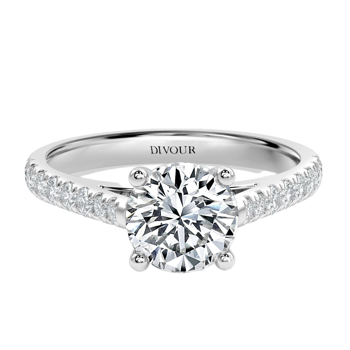 Micro Set Round Diamond Engagement Ring
