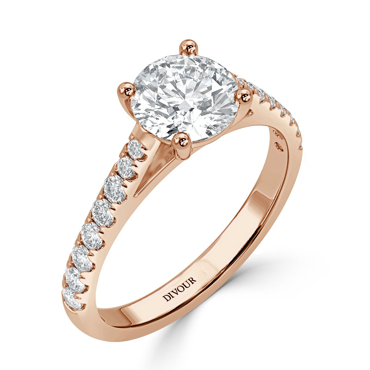 Micro Set Round Diamond Engagement Ring