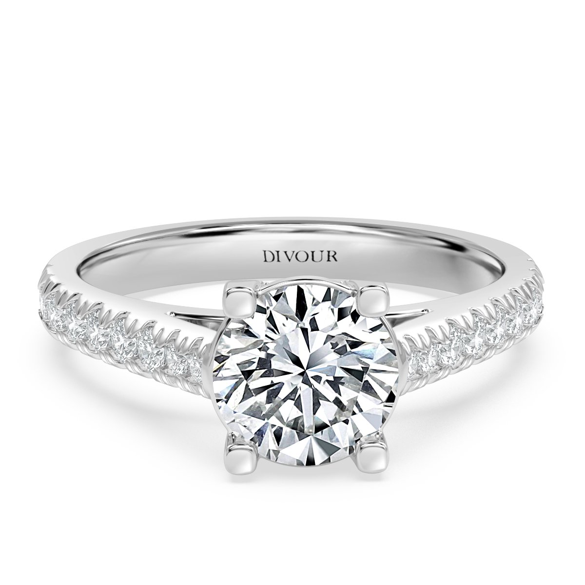 Crown Round Diamond Microset  Engagement Ring