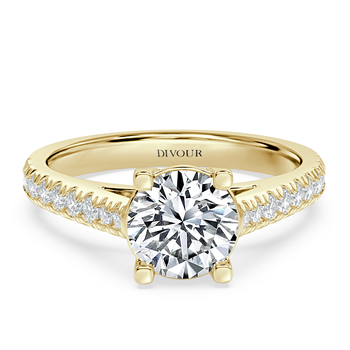 Crown Round Diamond Microset  Engagement Ring
