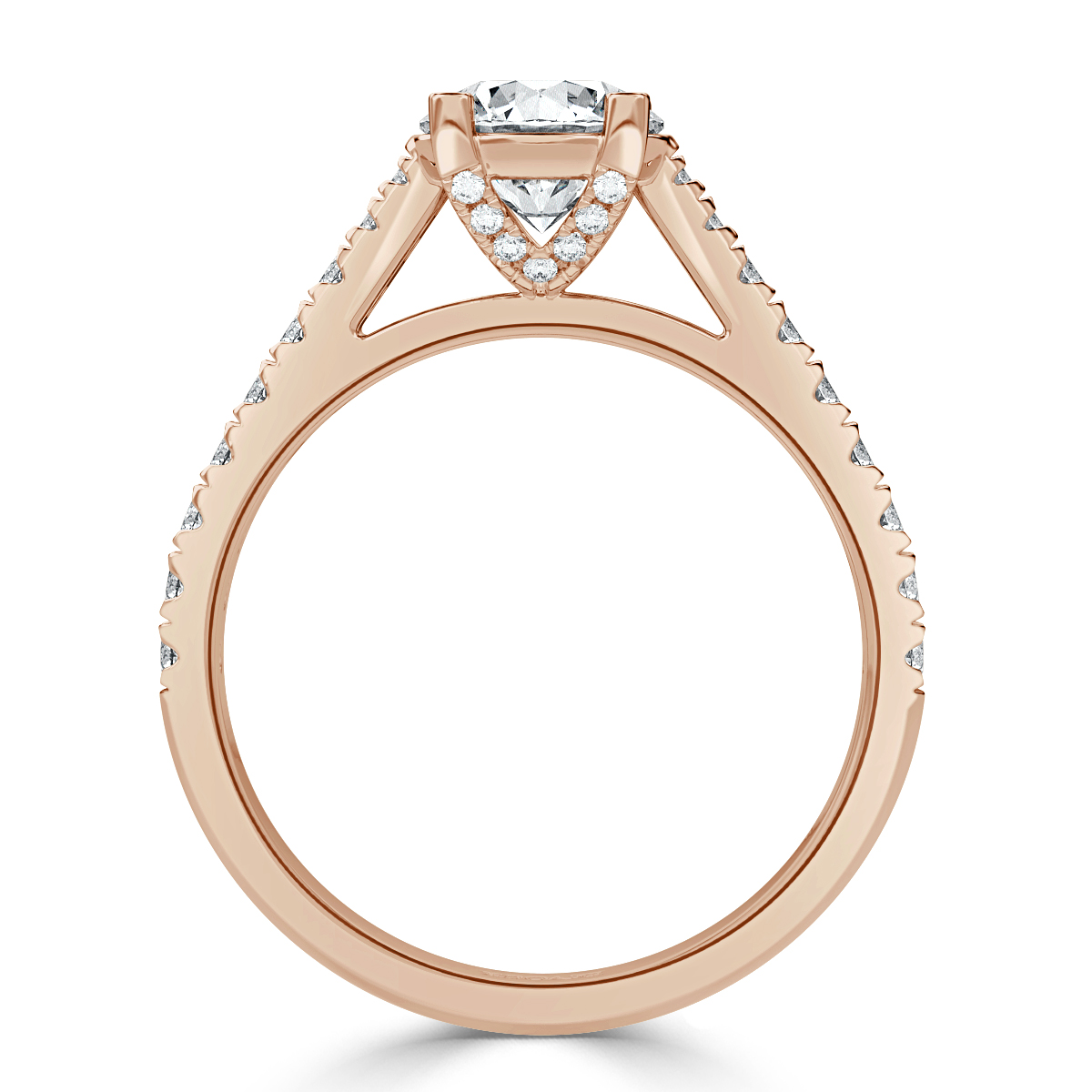 Crown Round Diamond Microset  Engagement Ring