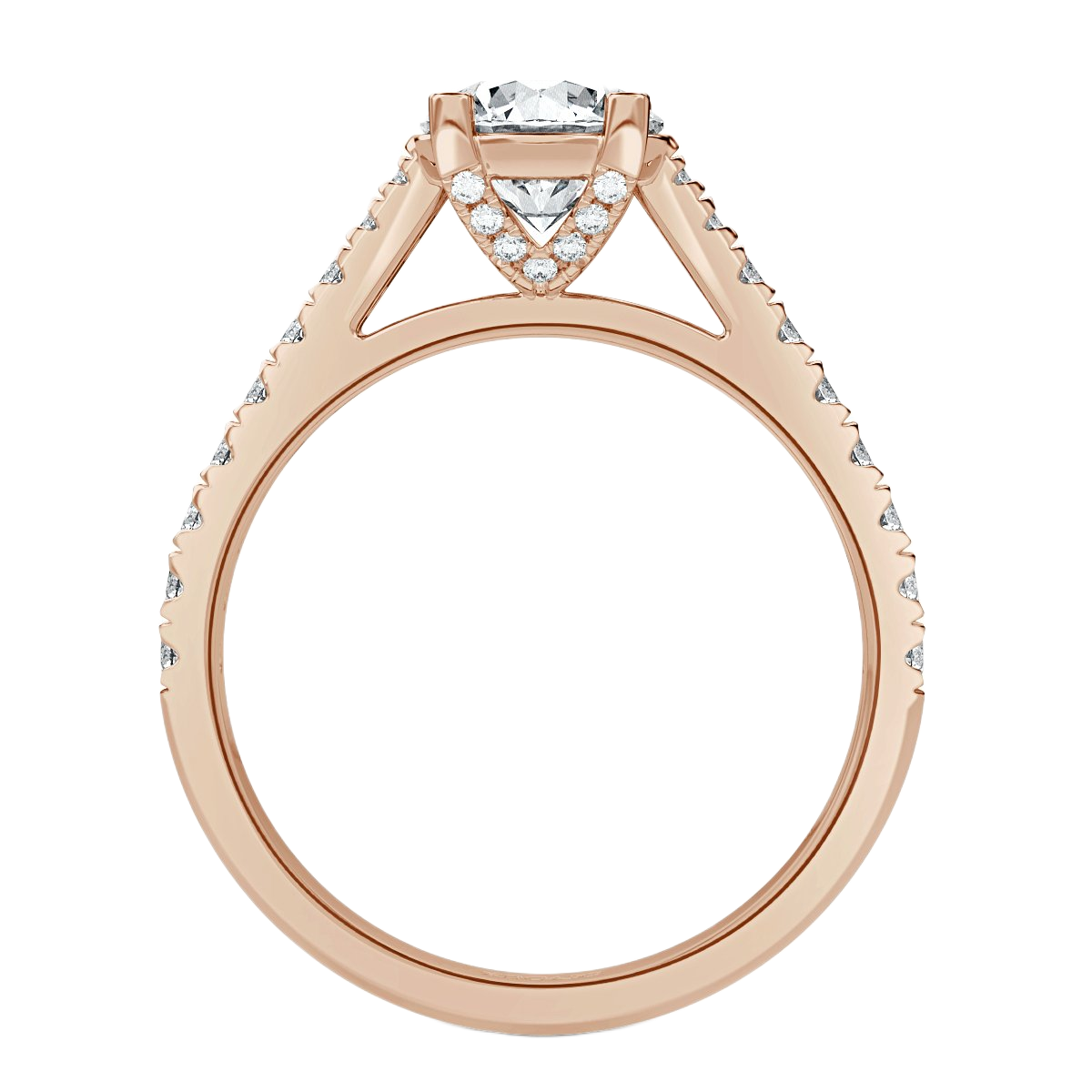 Crown Round Diamond Microset  Engagement Ring