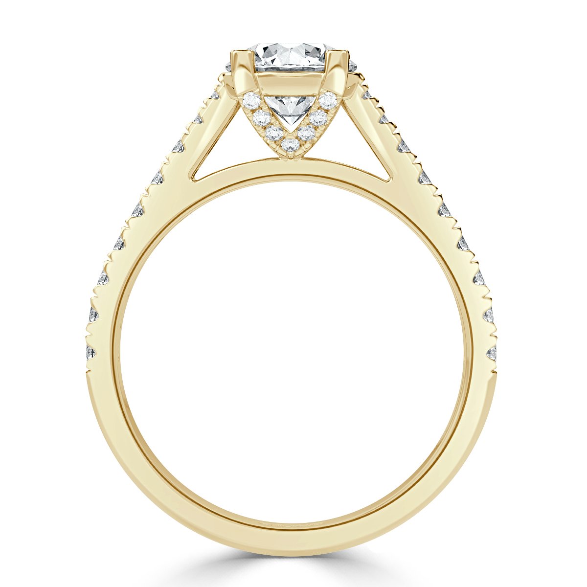 Crown Round Diamond Microset  Engagement Ring