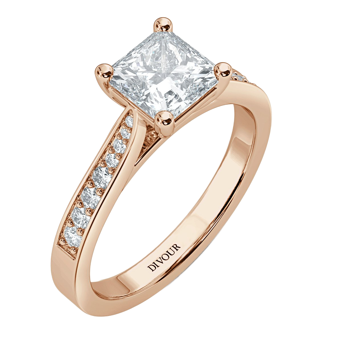Thread set Princess Diamond Engagement Ring