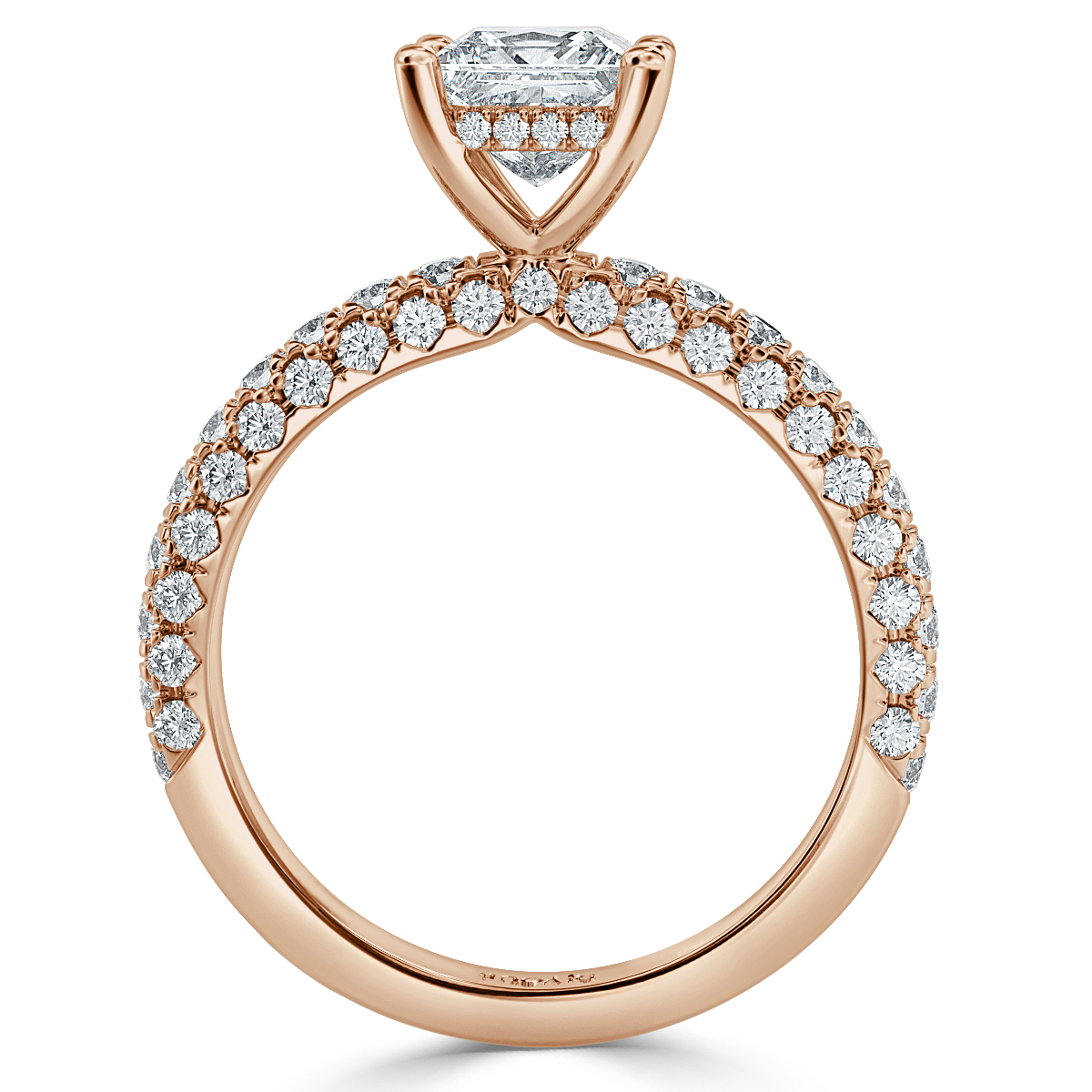Curved Pave set Princess Diamond Engagement Ring