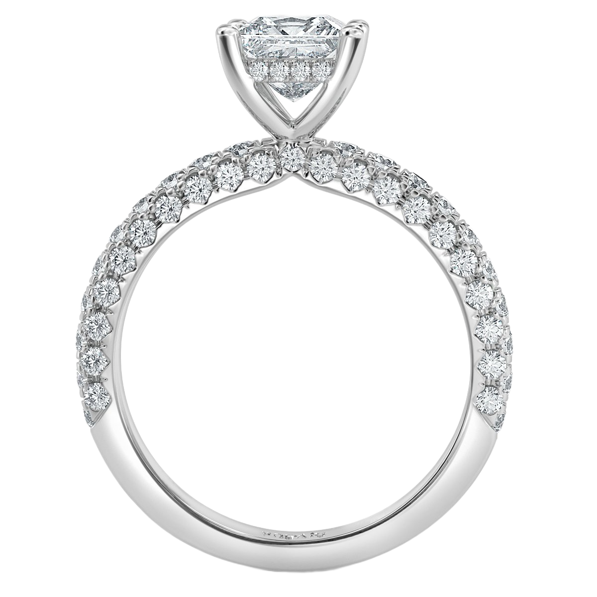 Curved Pave set Princess Diamond Engagement Ring