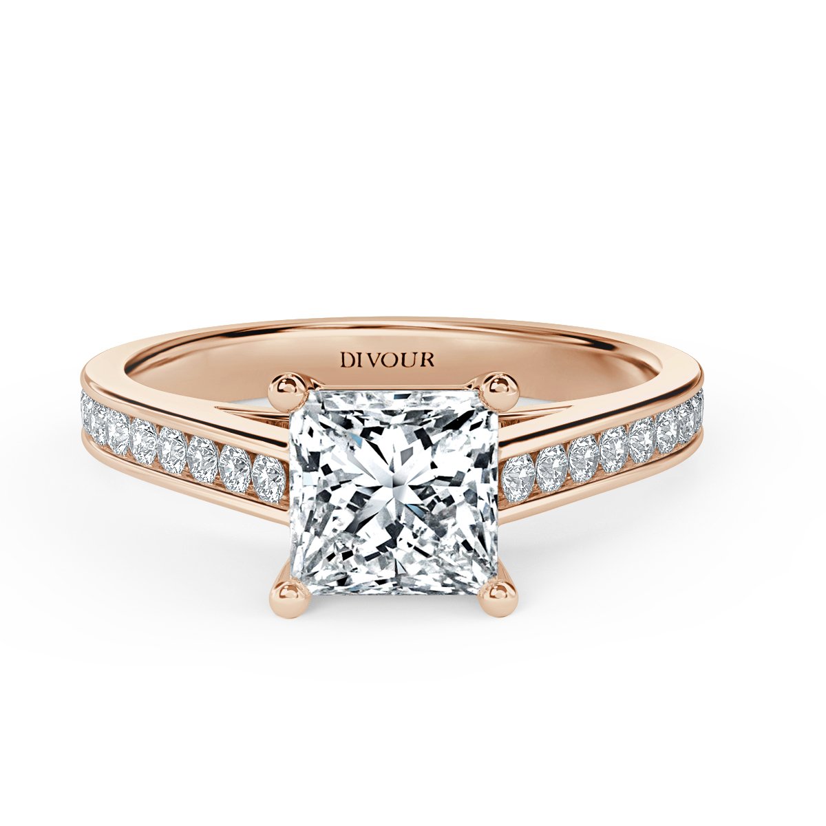 Channel set Princess Diamond Engagement Ring