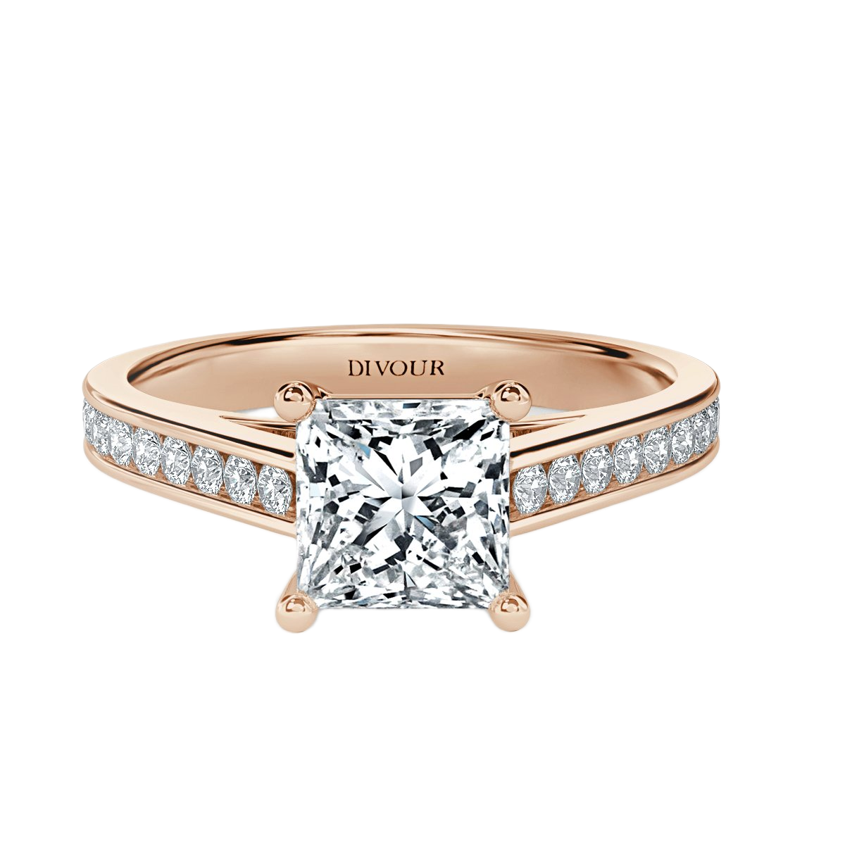 Channel set Princess Diamond Engagement Ring