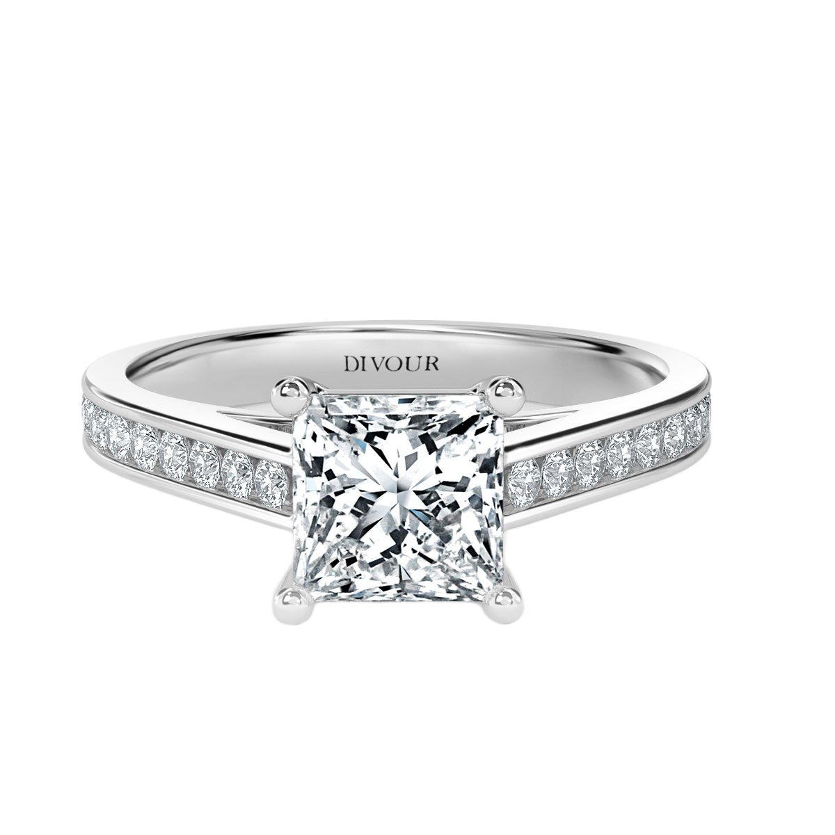 Channel set Princess Diamond Engagement Ring
