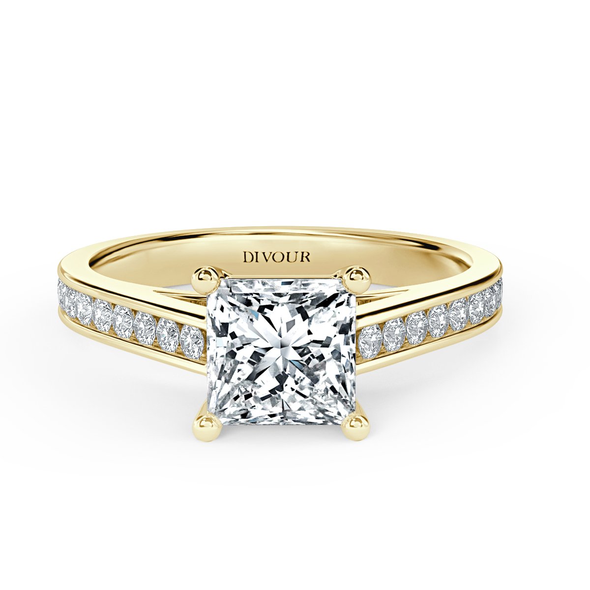 Channel set Princess Diamond Engagement Ring